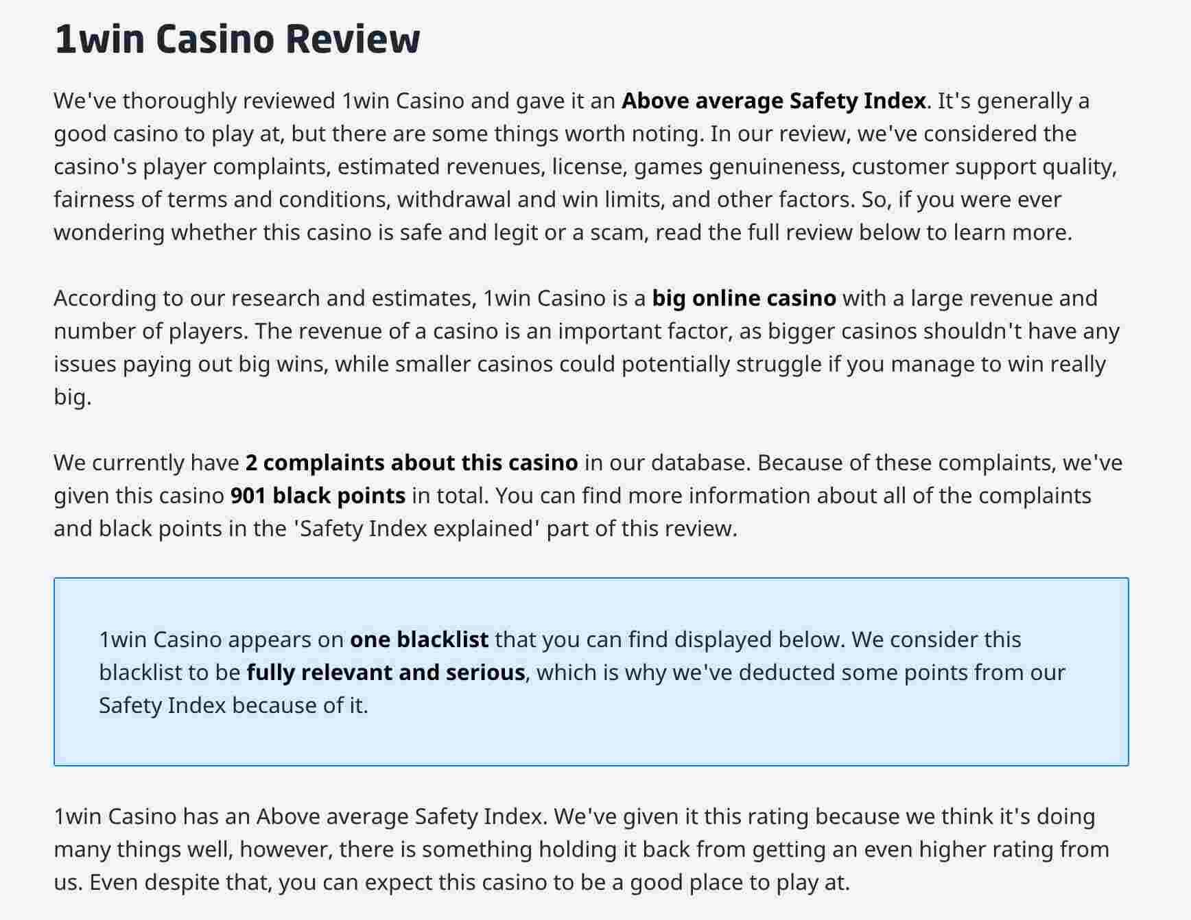 1win review casino guru