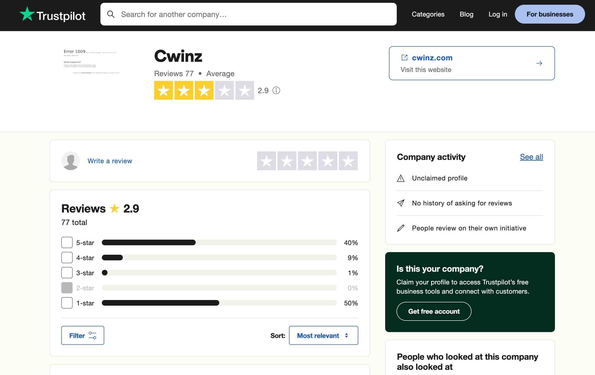 cwinz reviews trustpilot
